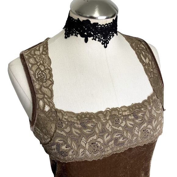 Vtg Y2K Susan Lawrence Brown Velvet Cottage-Core Coquette Blouse - Picture 3 of 11